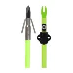 Feradyne Outdoors Muzzy Classic Chartreuse Fish Arrow, front and rear views with point