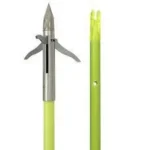 Feradyne Outdoors Muzzy Iron 3-Blade Fish Point with silver point and chartreuse arrow