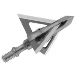 Feradyne Outdoors Muzzy Trocar 3-Blade Broadhead, silver side view with three exposed blades