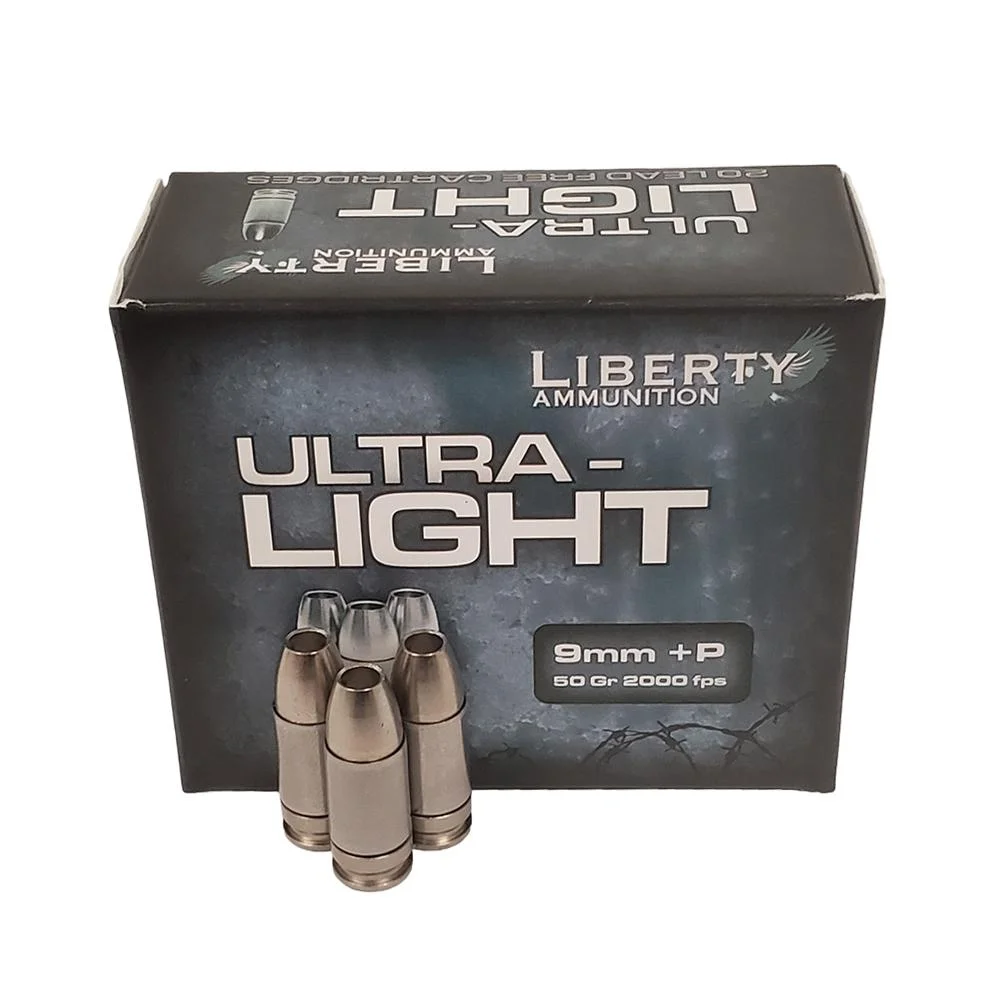 primary-26911 Liberty Ammunition Ultra-Light Ammunition black box with three cartridges, front view