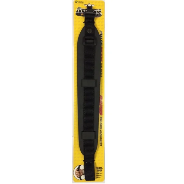 Outdoor Connection Super Grip Super Sling, black sling with swivel in yellow retail packaging