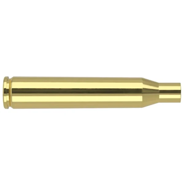 Nosler Unprimed Brass Rifle Cartridge Cases .25-06 Rem, single gold-tone case in side view