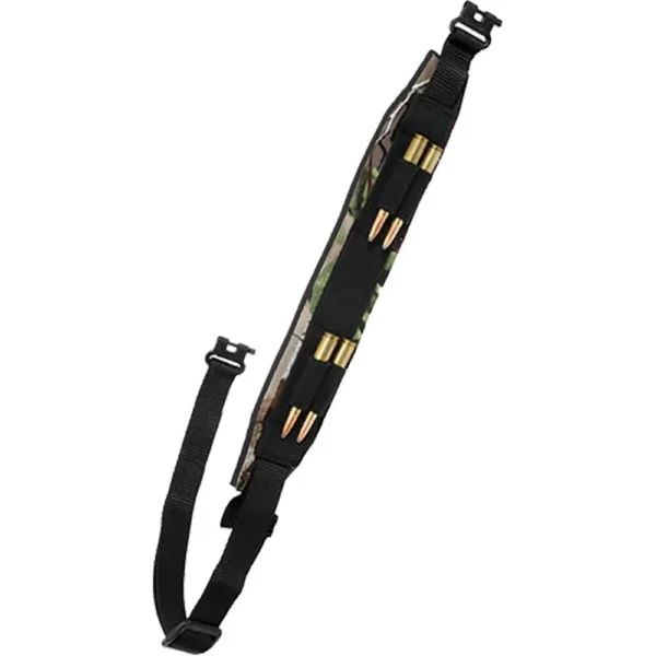 Outdoor Connection SLING NEO MAGNUM W/BRUTE CAMO, black and camo sling shown laid out