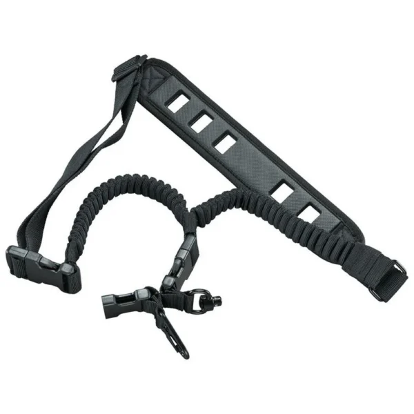 Butler Creek Featherlight Sling Single Point, black sling with padded strap and coiled tether