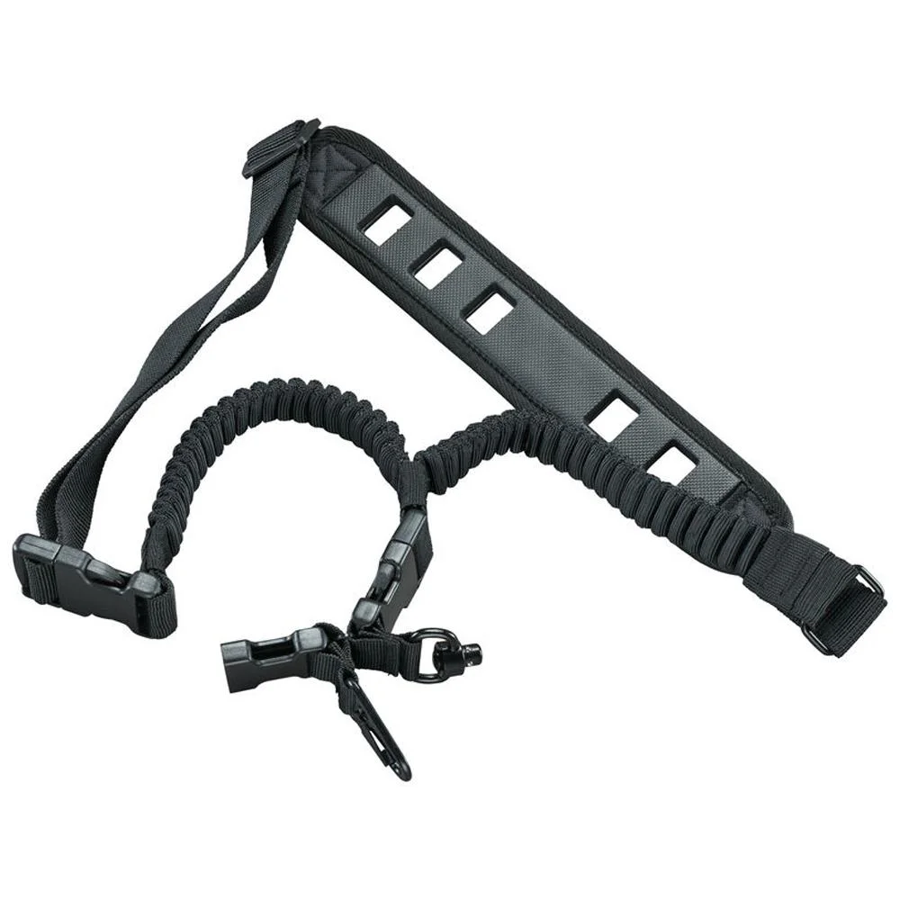 primary-27074 Butler Creek Featherlight Sling Single Point, black sling with padded strap and coiled tether