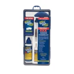 Tetra ValuPro III Gun Cleaning Kit, front view of blue handled package with patches and cleaner