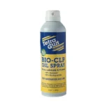 Tetra Gun Bio CLP Oil Spray, blue and yellow aerosol can with white spray cap, front view