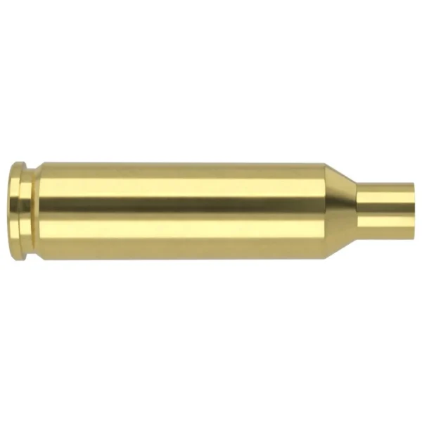 Nosler Unprimed Brass 6mm Creedmoor rifle cartridge case, side view