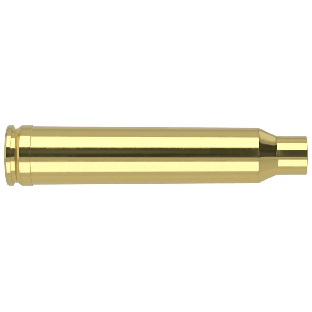 primary-27188 Nosler Unprimed Brass Rifle Cartridge Cases, single gold-colored case in side view