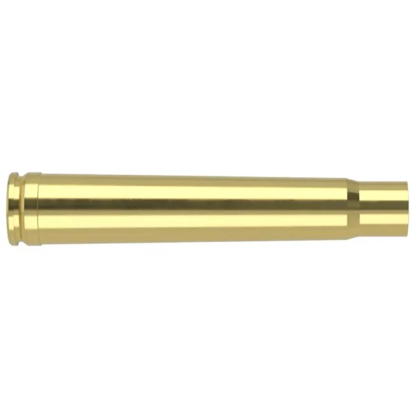 Nosler Unprimed Brass Rifle Cartridge Cases, single brass case in side view