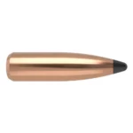 Nosler Partition Rifle Bullets single copper-colored pointed bullet with dark tip, side view