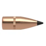 Nosler Varmageddon Rifle Bullets, copper-colored bullet in side view with black pointed tip