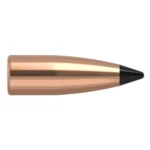 Nosler VarMageddon Rifle Bullets, side view of copper-colored bullet with pointed black tip