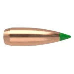 Nosler Ballistic Tip Hunting Rifle Bullets copper bullet with green tip, side view