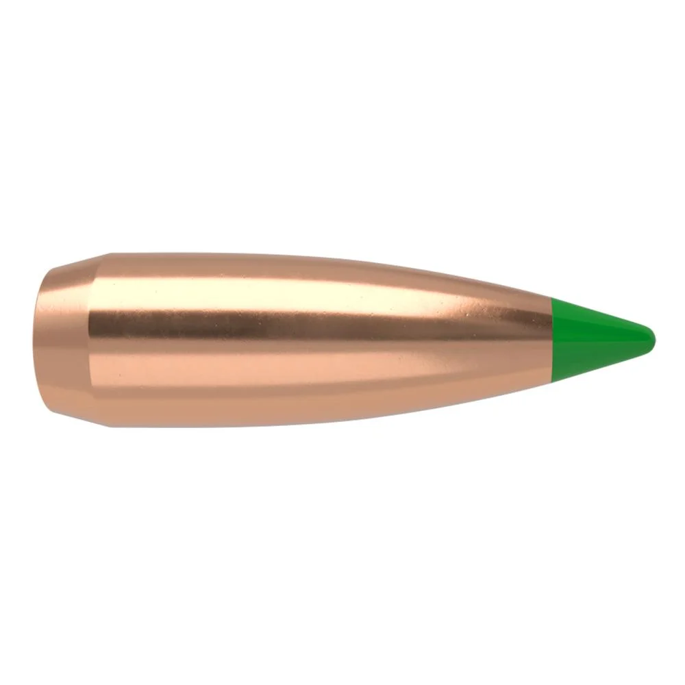 primary-27267 Nosler Ballistic Tip Hunting Rifle Bullets copper bullet with green tip, side view