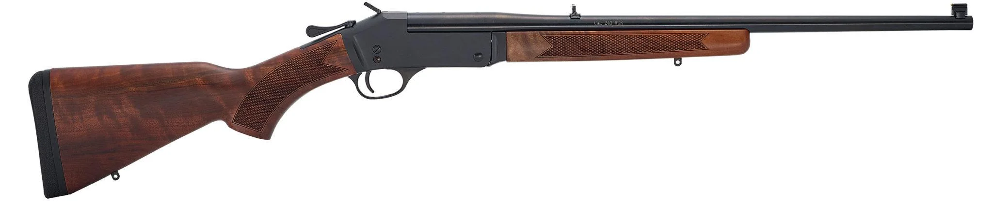 primary-2729 Henry Single Shot Rifle, right-side view with brown wood stock and fore-end