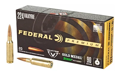 Federal Cartridge Co. Federal Premium Gold Medal Sierra Matchking Ammunition .224 Valkyrie 90 gr 2700 fps BTHP 20/ct