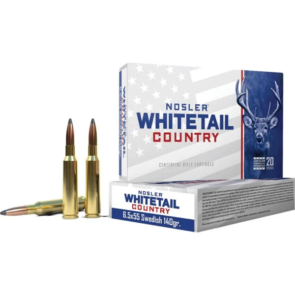 Nosler Bullets Inc. Nosler Whitetail Country Rifle Ammunition 6.5x55mm Swedish Mauser 140gr JSP 2600 fps 20/ct