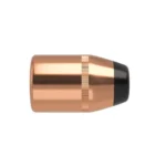 Nosler Sporting Handgun Revolver Bullets, copper-coloured bullet with dark hollow-point tip, side view