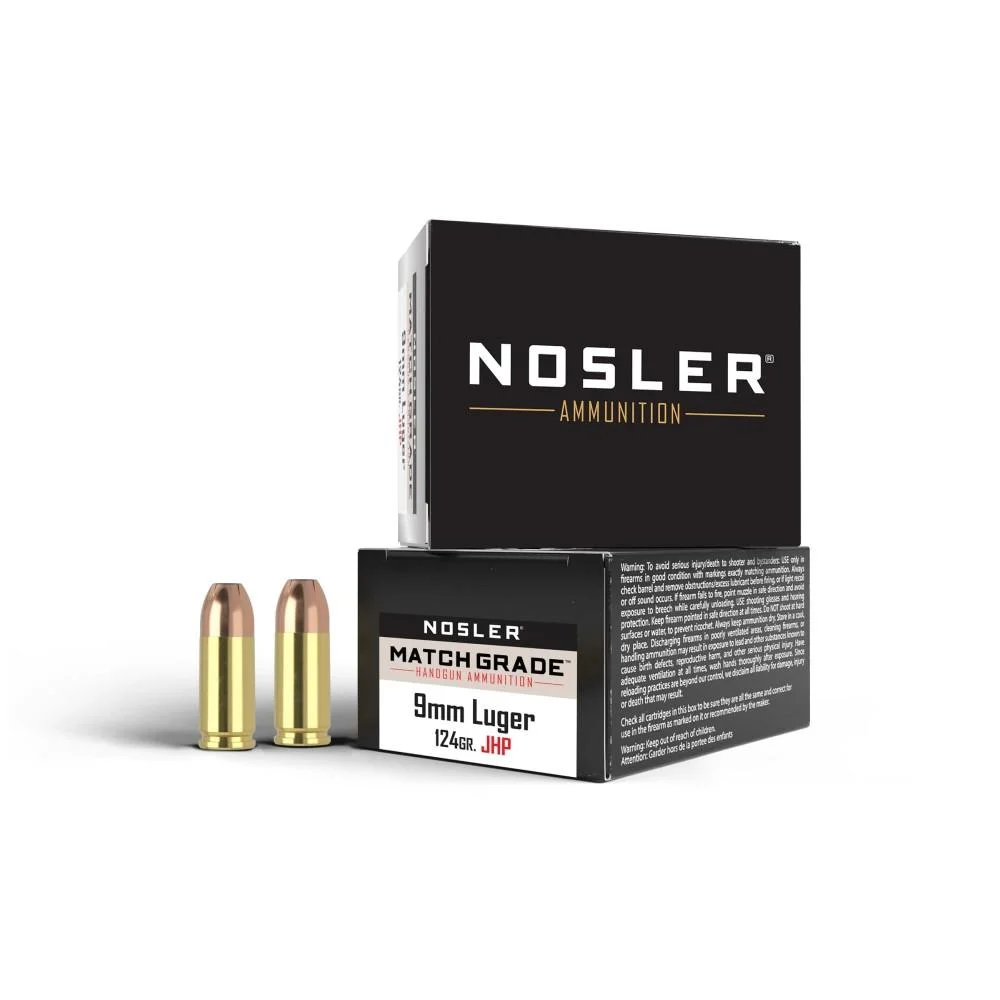 primary-27523 Nosler Bullets Inc. Nosler ASP Handgun Ammo 9mm Luger 124 gr JHP 1150 fps 20/ct