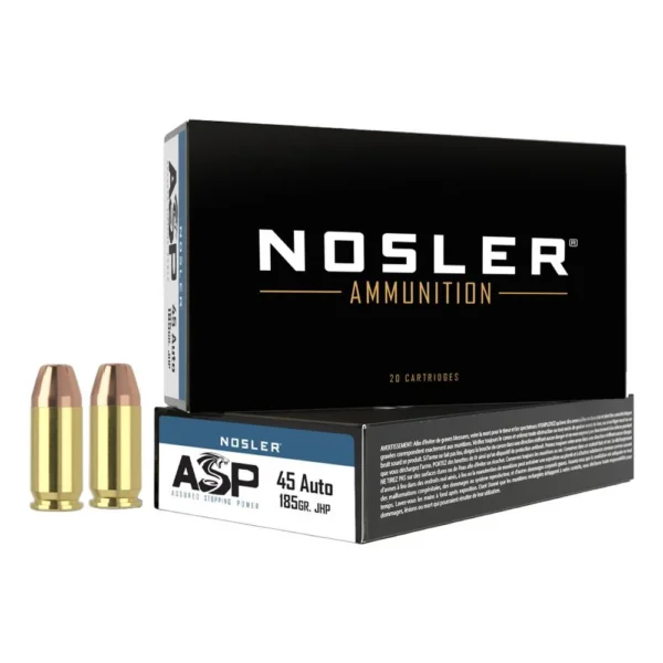 Nosler Bullets Inc. Nosler ASP Handgun Ammo .45 ACP 185 gr JHP 915 fps 50/ct