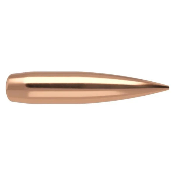 Nosler RDF Rifle Bullets copper-colored pointed bullet, side view
