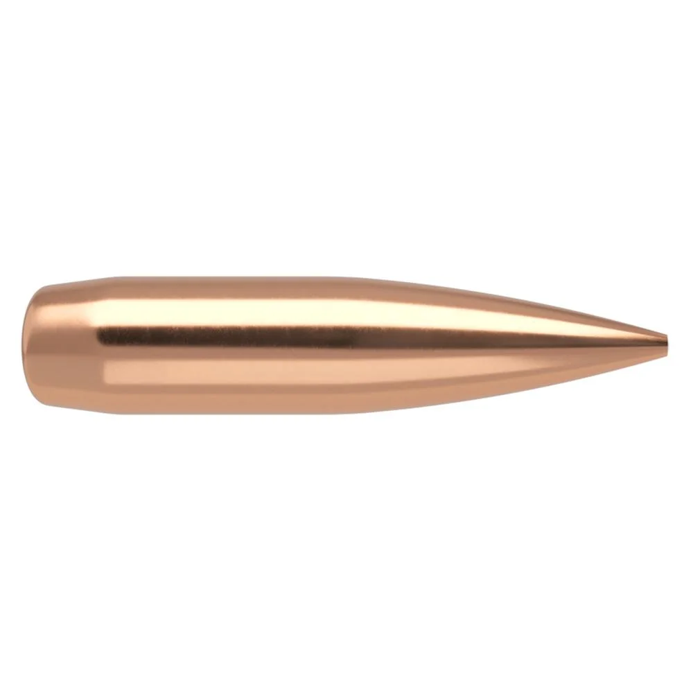 primary-27577 Nosler RDF Match Rifle Bullets, copper-coloured bullet in side view with pointed tip