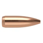 Nosler Custom Competition Rifle Bullets, copper-colored pointed bullet in side view