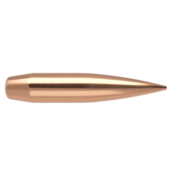 Nosler RDF Match Rifle Bullets, copper-coloured pointed bullet in side view