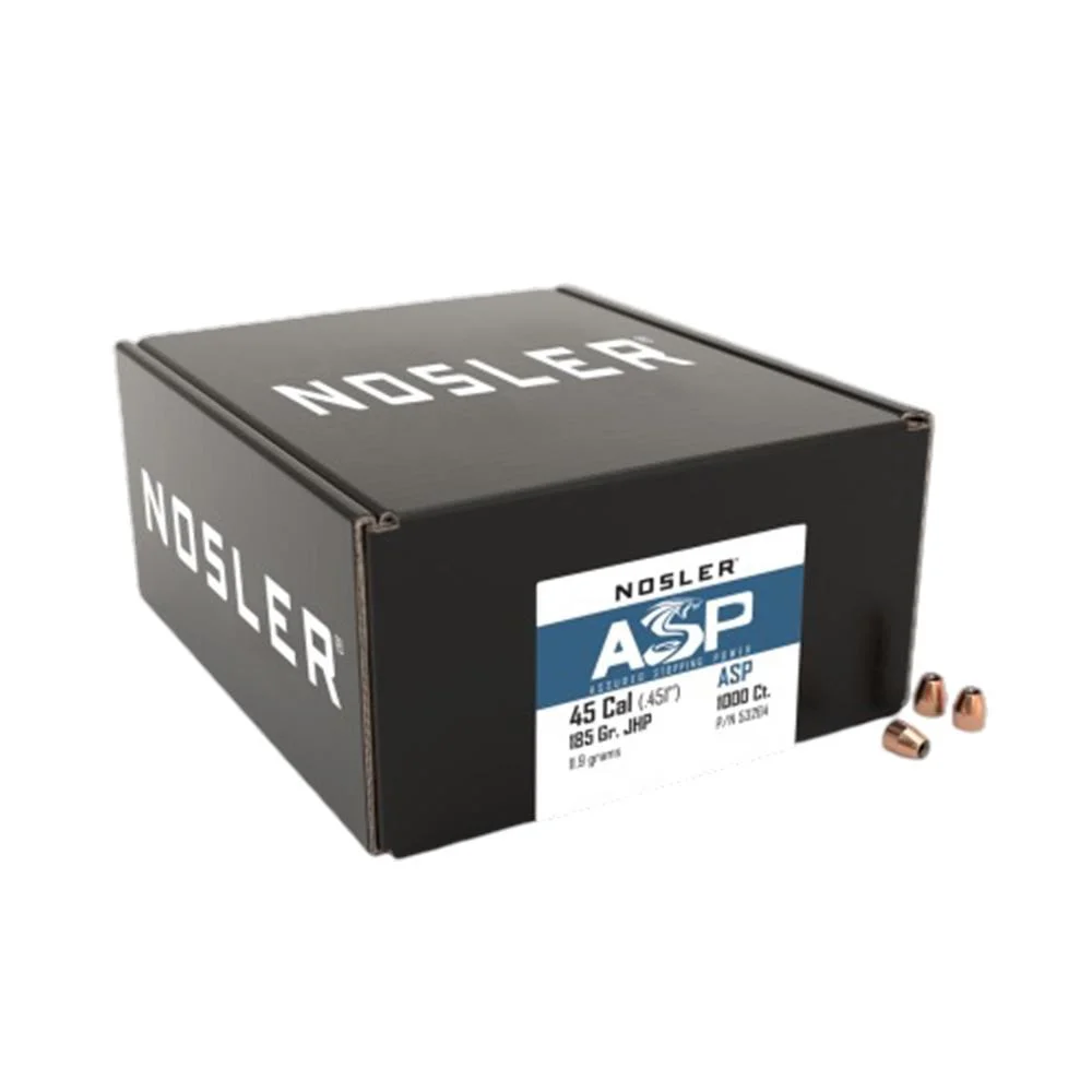 primary-27590 Nosler Custom Competition Bullets black branded carton with label and three bullets beside it