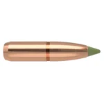 Nosler E-Tip Lead-Free Hunting Rifle Bullets, copper bullet side view with green polymer tip