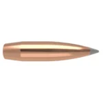 Nosler AccuBond Long Range Rifle Bullets, side view of a copper-colored pointed bullet