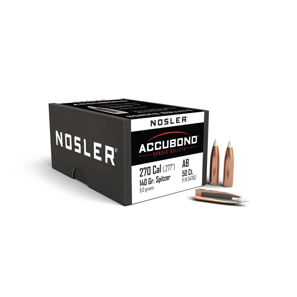 primary-27616 Nosler AccuBond black ammunition box with four copper-coloured bullets
