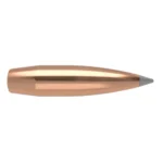 Nosler AccuBond Long Range rifle bullet, side view with copper-colored body and gray pointed tip
