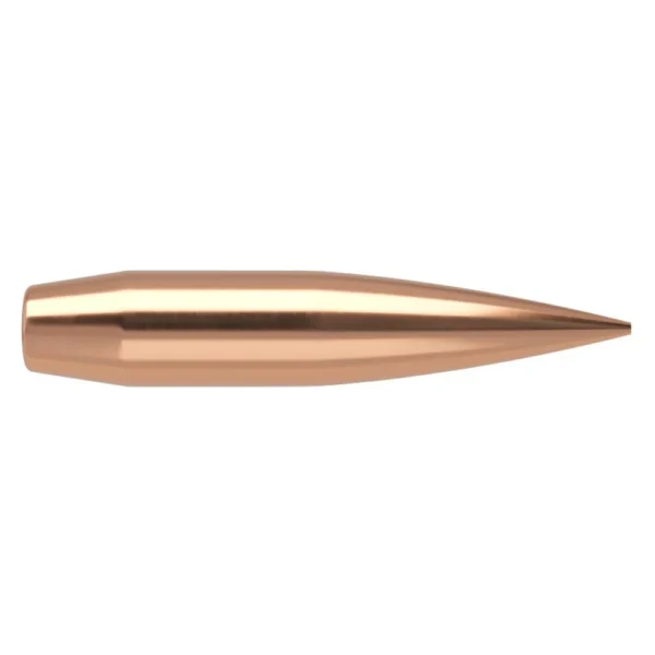 Nosler RDF Match Rifle Bullets copper-colored pointed bullet, side view