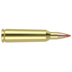 Nosler Lead Free Ballistic Tip Varmint Rifle Ammunition, side view of brass cartridge with orange tip