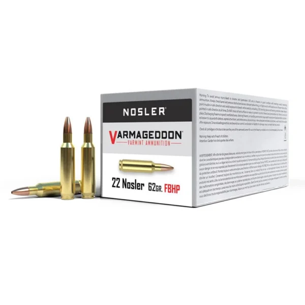Nosler Bullets Inc. Nosler Varmageddon Rifle Ammunition .22 Nosler 62gr HPFB 3250 fps 20/ct