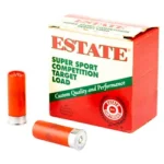 Estate Cartridge Super Sport Shotshells, red and white box with two red shotshells