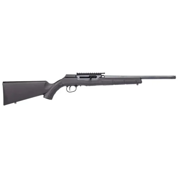 Savage Arms A22 FV-SR Rifle, black side view with synthetic stock, rail and detachable magazine