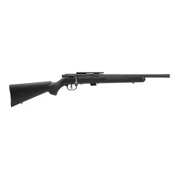 Savage Arms SAV MRK II FV-SR, right-side view with black stock, rail and threaded barrel