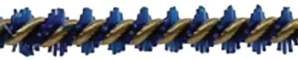 Iosso Eliminator Bore Brush, blue-bristled brush with brass stem, side view