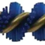 Iosso Eliminator Bore Brush - 7mm, side view with blue and gold bristles and brass fitting