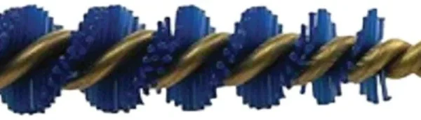 Iosso Eliminator Bore Brush - 7mm, side view with blue and gold bristles and brass fitting