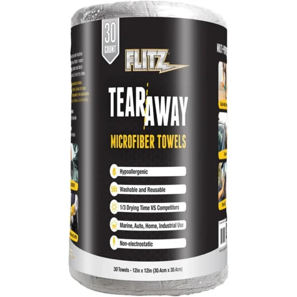 Flitz International Ltd Flitz Tear-Away Microfiber Cloth Rolls 12"x12" 30/ct