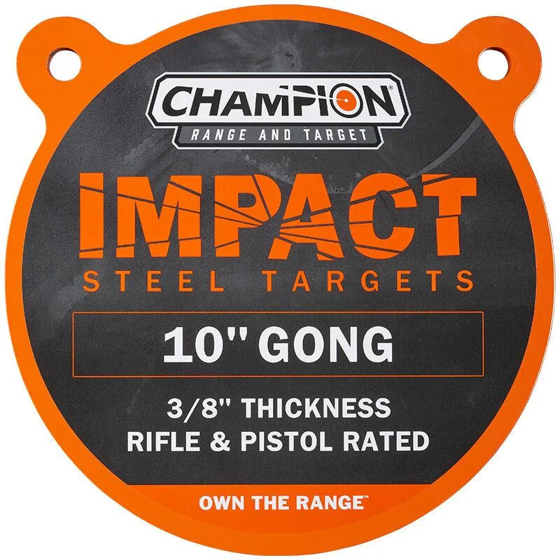 primary-27912 Champion Impact Steel Gong Target round orange and black target with two hanging holes