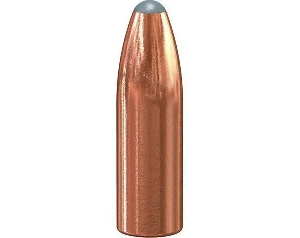 Speer Varmint Soft Point Rifle Bullets, copper-colored bullet with exposed gray tip, front view