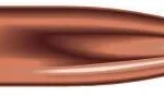 Speer Boat Tail Rifle Bullets 6mm .243 85 gr SBT, side view of copper bullet with blue tip