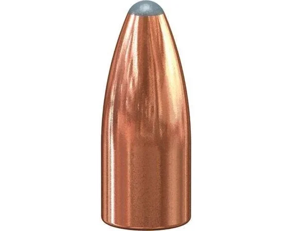 Speer Varmint Soft Point rifle bullet, copper with gray tip, front view