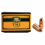 Speer TMJ black and yellow bullet box with two copper-coloured flat-nose bullets