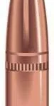Speer Grand Slam copper-colored rifle bullet, side view with pointed tip and grooved body